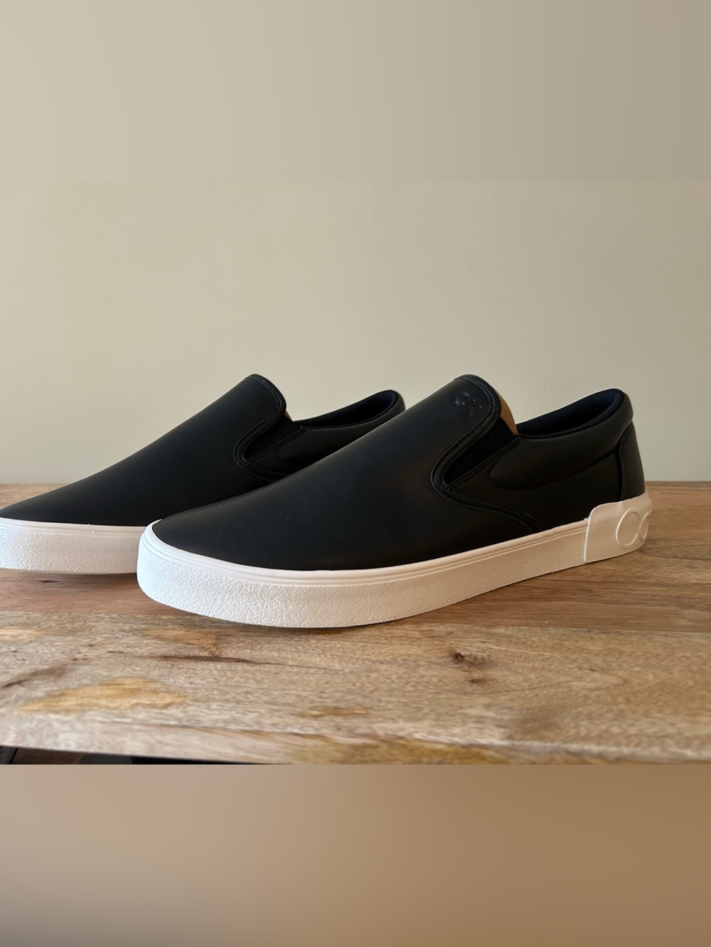 Calvin Klein Black Slip-On Loafers with White Platform Sole